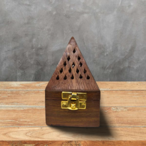 Dhoop Stand Wooden Natural Colour Cone Shape