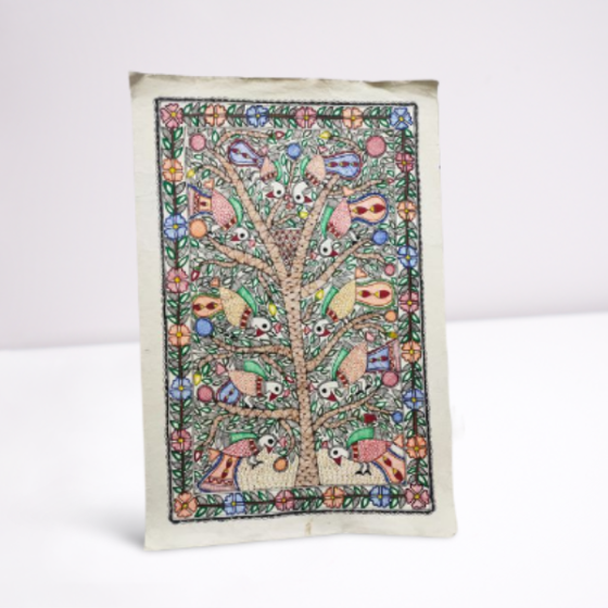 Paintings Madhubani Peacock Handmade Paper 11X15"