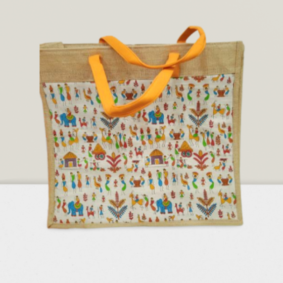 JUTE SHOPPING BAG VILLAGE STORY 17.6*20