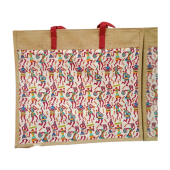 JUTE SHOPPING BAG TRIBLE ART 17.6*20