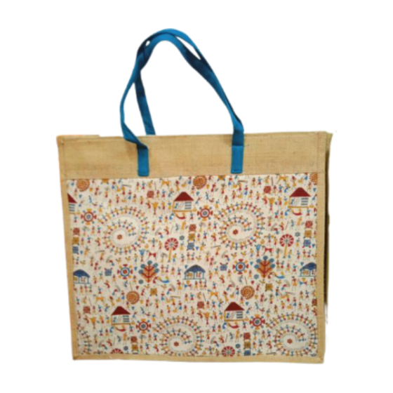 JUTE SHOPPING BAG DANCING ART 17.6*20