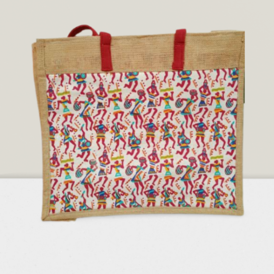 JUTE SHOPPING BAG TRIBLE ART 16*18