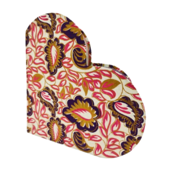 DIARY HEART SHAPE WHITE WITH PURPLE FLOWER 7"*8"