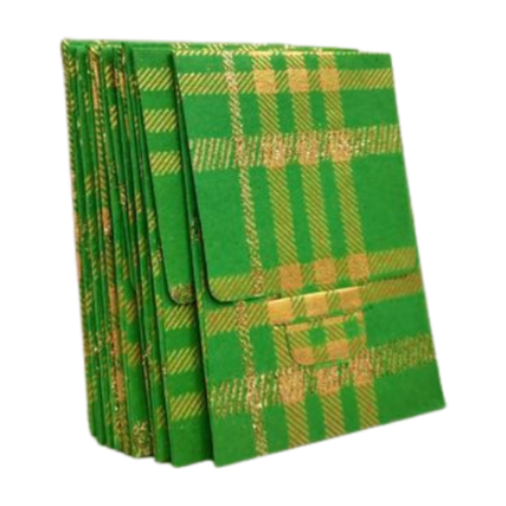 ENVELOPES 10 PCS SET GREEN GOLDEN CHECK 3.5"*5"