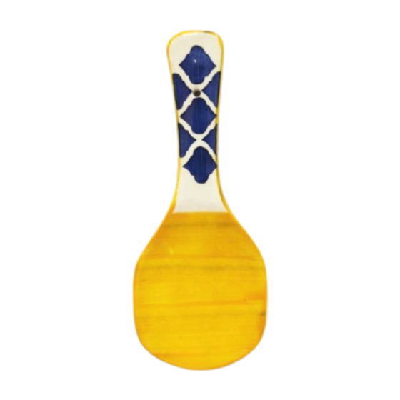 Khurja Pottery Serving Spoon Flat Yellow Clr 9.5"