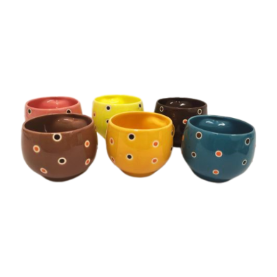 Khurja Pottery Cup  Multi Clr 6 Pc