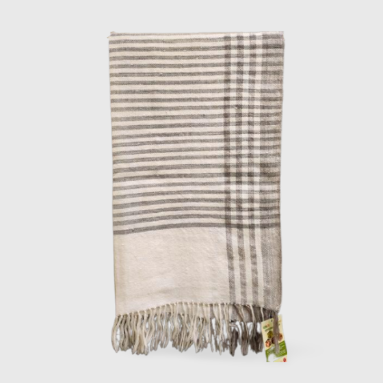 Angora Woolen Stole White Yellow Grey