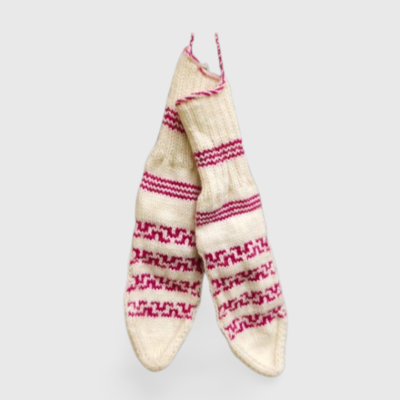 Socks Wool White Pink