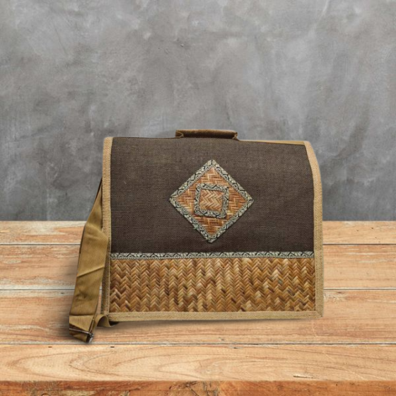 Conference Bag Jute With Sital Patti Work Grey