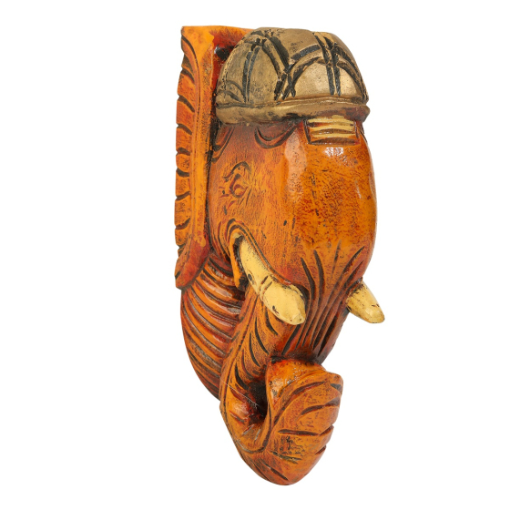 Saras Wall Décor Bracket Wood Carving Elephant Antique Multicolour 9"