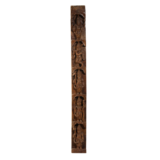 Saras Wall Décor Wood Carving Gods Vertical Multicolour 4" x 2" x 36"