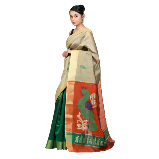 Saree Plain dupian kosa tana/dupian jala saree Image 1