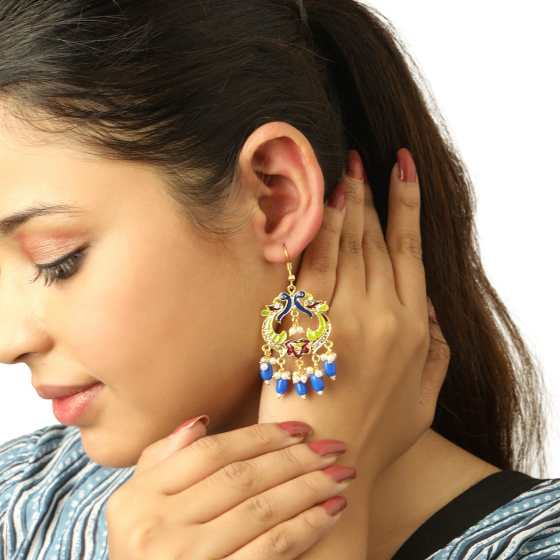 Earrings Meenakari peacock Ring Shaped Mlt