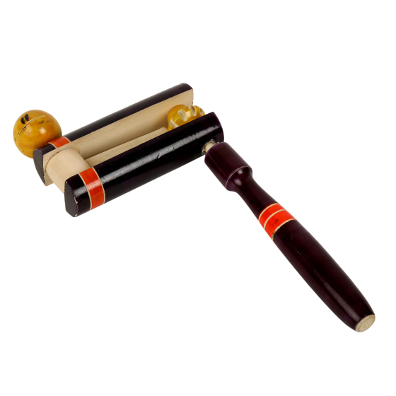 Wooden Handicraft Round Rattle Purple 