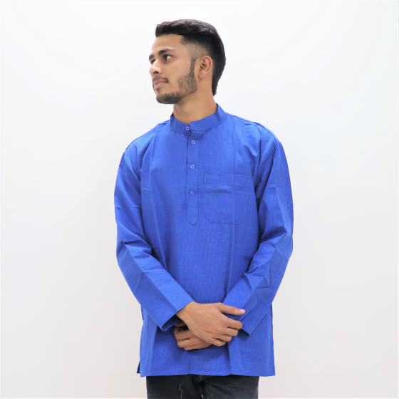 Cotton Short Kurta Full Sleeves (Dark Blue 40)