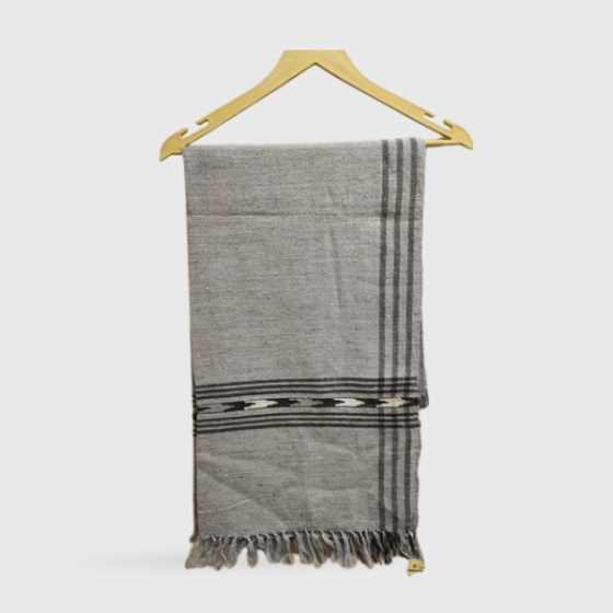 Stole Angora Wool White Grey