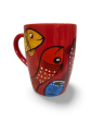 Coffee Mug Pattachitra Painting Fish Black Red