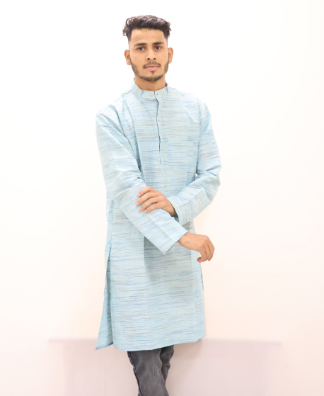 Cotton Long Kurta Full Sleeves (Blue Lines 40)