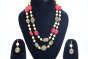 NECKPCE DOUBLE LAYER ANTIQUE BEEDS DIAMOND BALLS
