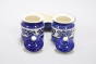 Khurja Pottery Jar + Tray  Wht Clr Wt Blu Line 2+1