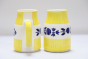 Khurja Pottery Milk Mug Chimni Wht & Yellow Wt Blu Flr Set Of 2