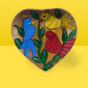 Tray Pattachitra Painting Sheesham Wood Heart SP Parrot