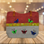 Bag Jute Double Zip Small Butterfly Design Red