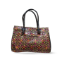 Ladies Bag Shanti Niketan leather Floral Print Black