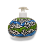 Soap Dispenser Khurja Pottery Floral With Leaf Green