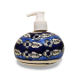 Soap Dispenser Khurja Pottery Floral With Leaf Blue