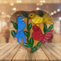 Tray Pattachitra Painting Sheesham Wood Heart SP Parrot