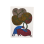 Painting Gond Art Deer Couple Blue Red 10x14