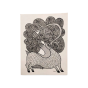 Painting Gond Art Cow Calf Black And White 15x11