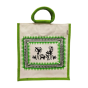 Carry Bag Jute Painting Green
