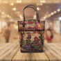 Ladies Bag Shanti Niketan leather Radha Krishna Blue
