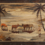 Wall Hanging Mysore Inlay Beeding Village Cow And Tree 18*36" 