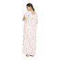 LONG NIGHTY WHITE WITH PINK FLOWER XL