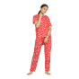 NIGHT SUIT RED WITH WHITE FLOWER XL