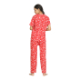 NIGHT SUIT RED WITH WHITE FLOWER XL