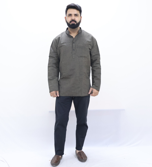 Cotton Short Kurta Full Sleeves (Black 42)